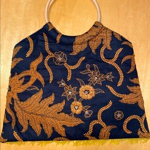 Women vintage tote bag / fall colors of leaves size m
